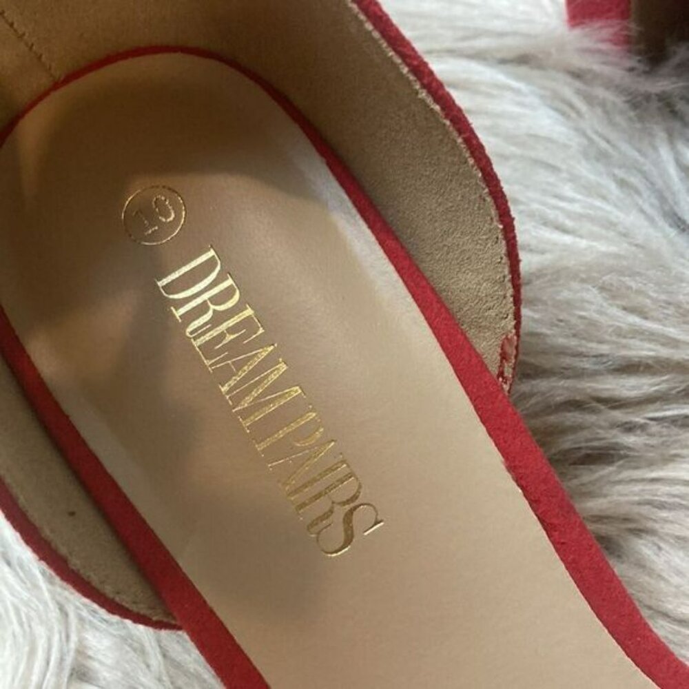 Dream Pairs Red Square Open Toe Low Block Chunky … - image 8